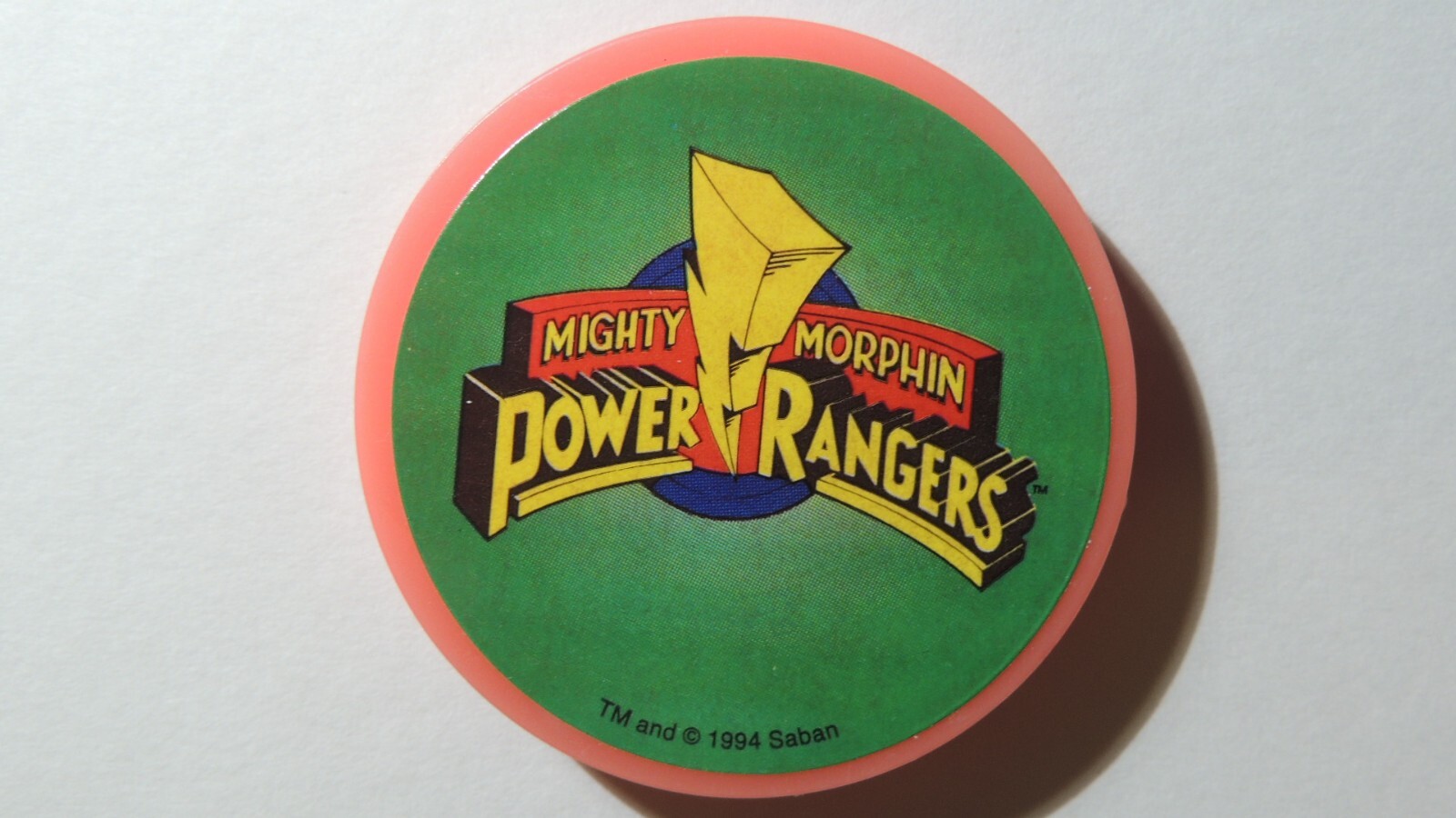 POWER RANGERS VINTAGE 1990’s ‘POG SLAMMER SET OF 6 PINK WITH STORAGE CONTAINER