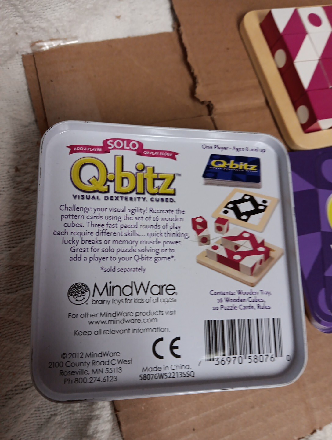 Q-bitz Solo Magenta Edition Mindware Visual Cubed Game Puzzle Complete No Instr