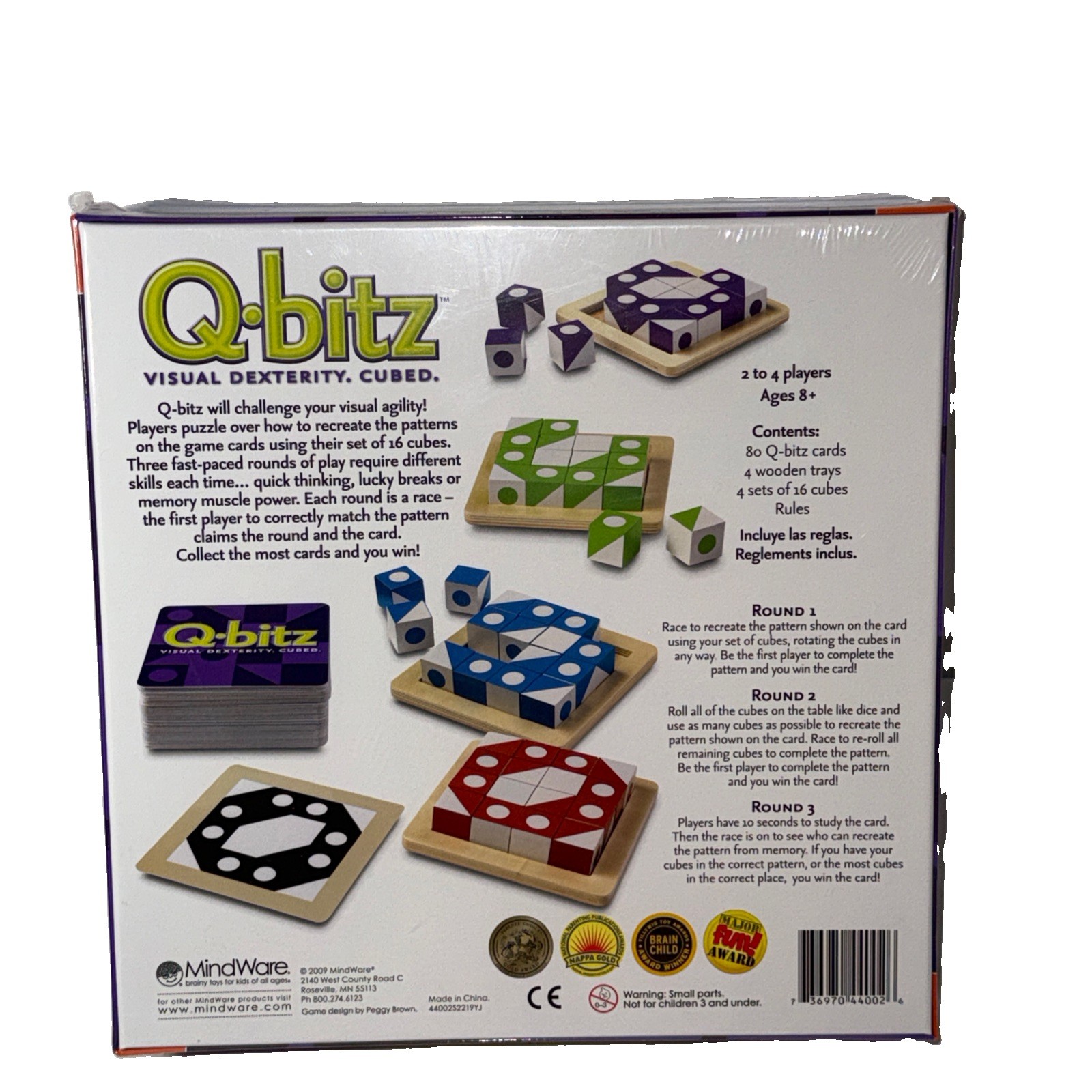 MindWare Q-bitz Visual Dexterity Cubed – Pattern Game – Award Winner -New Sealed