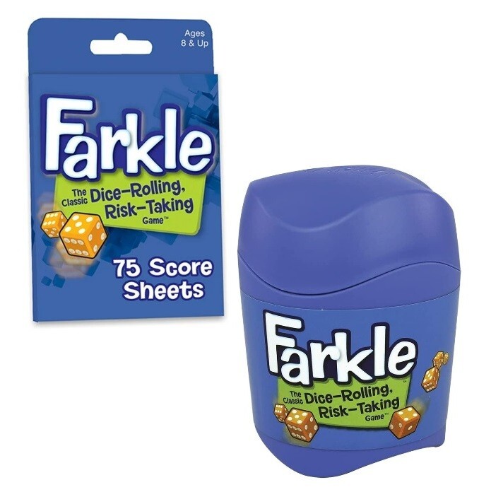 Farkle Classic Dice Game + 75 Score Sheets BUNDLE- Family Game Night Ages 8+