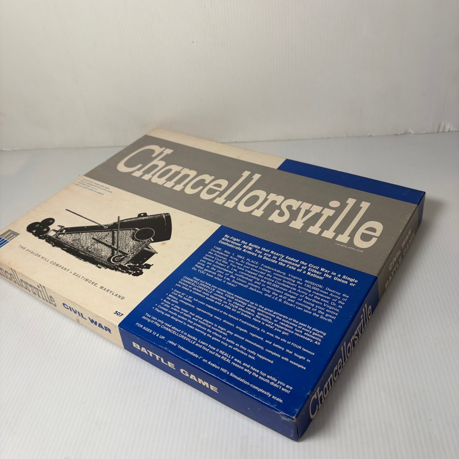 Chancellorsville Avalon Hill Civil War Board Game 2 Players INCOMPLETE 1960s