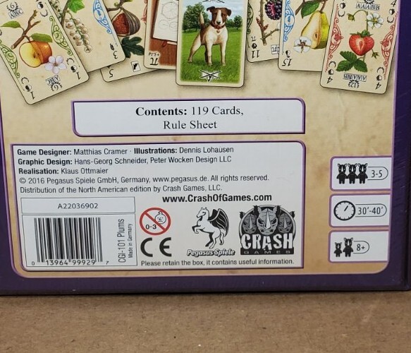 Matthias Cramer Plums Card Game NEW And Sealed 2016 Made By CrashOfGames