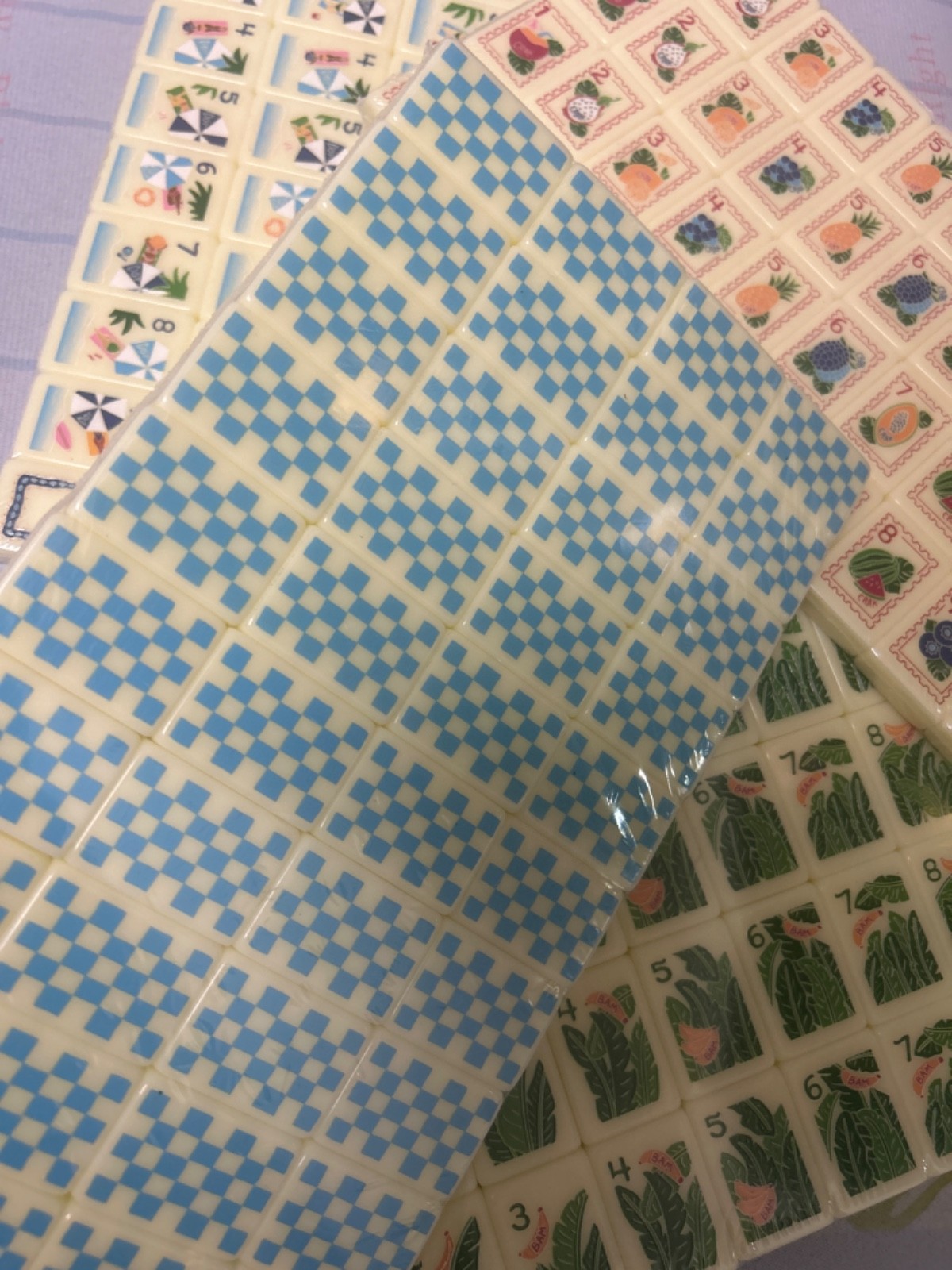New high-end Blue and white grid American Mahjong Tiles set ,160 tiles+ Bag
