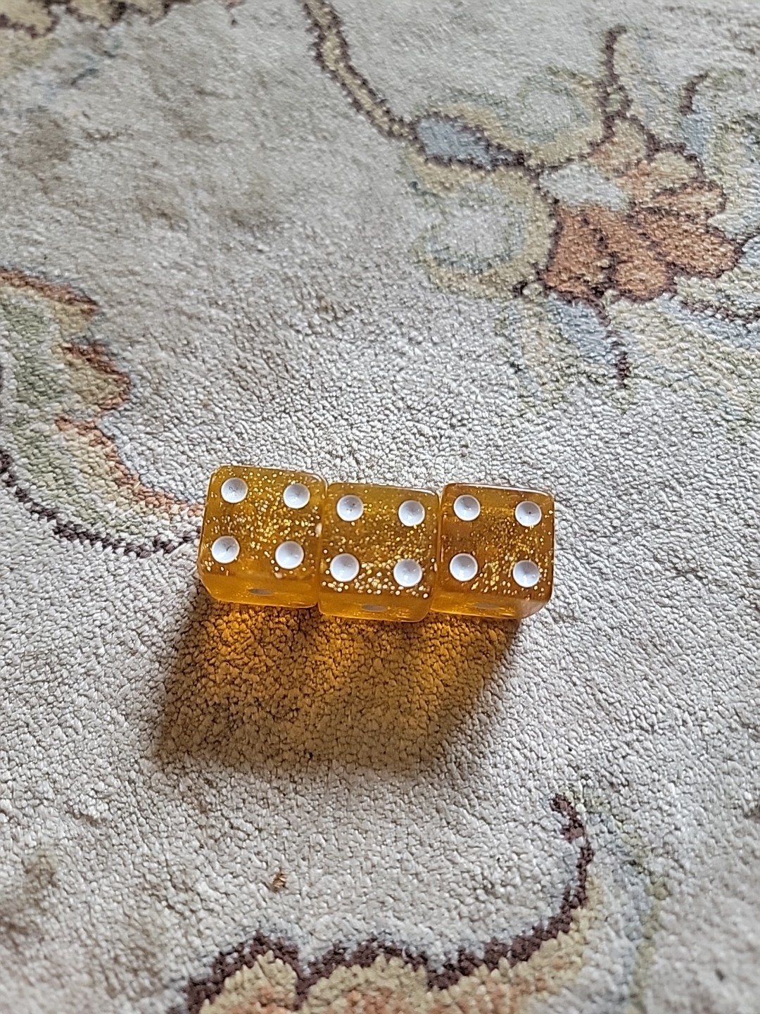 Deluxe Yahtzee 3 (THREE) Replacement Gold Glitter Flecked Die Dices