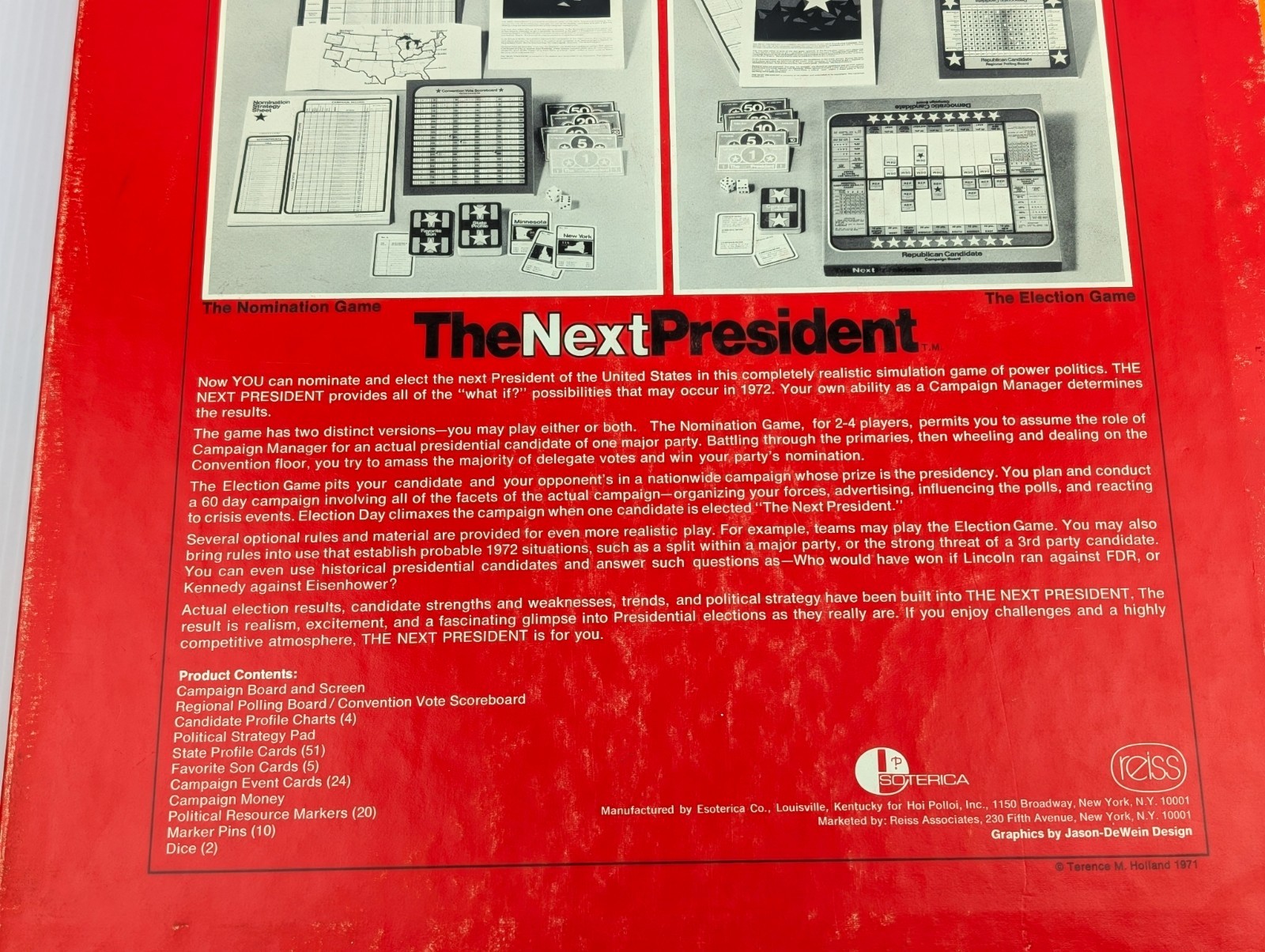 1971 Reiss The Next President Board Game UNPUNCHED COMPLETE History Strategy