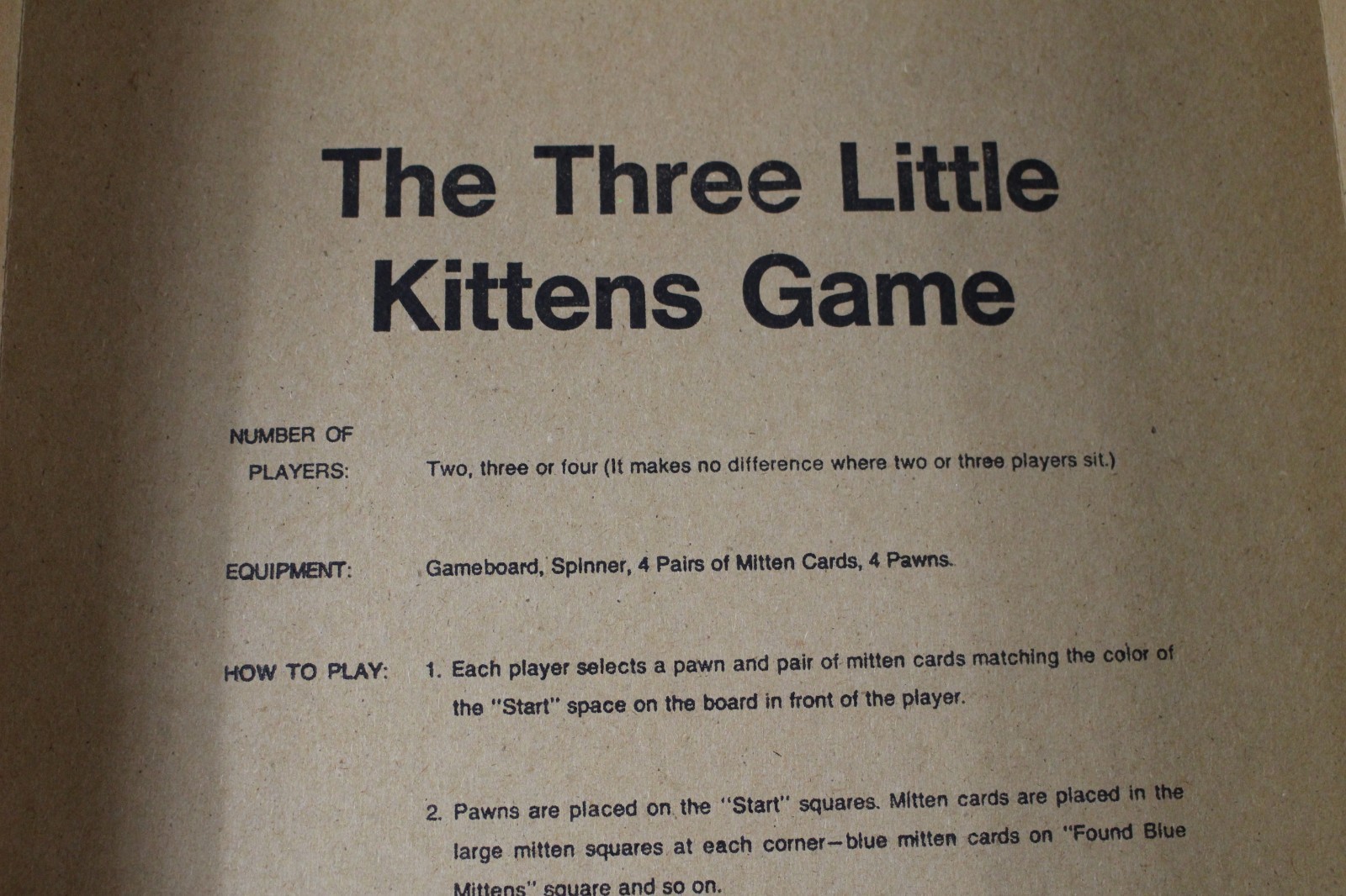 Vintage Board Game – Three Little Kittens Game – Complete – Cadaco – Ages 4-10