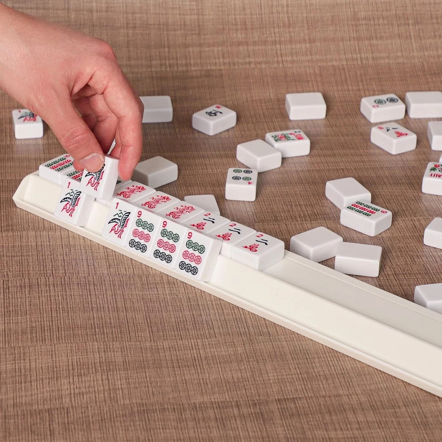 4PCS Mahjong Racks with Pushers White, American Mahjong All-in-one Tile Rack New