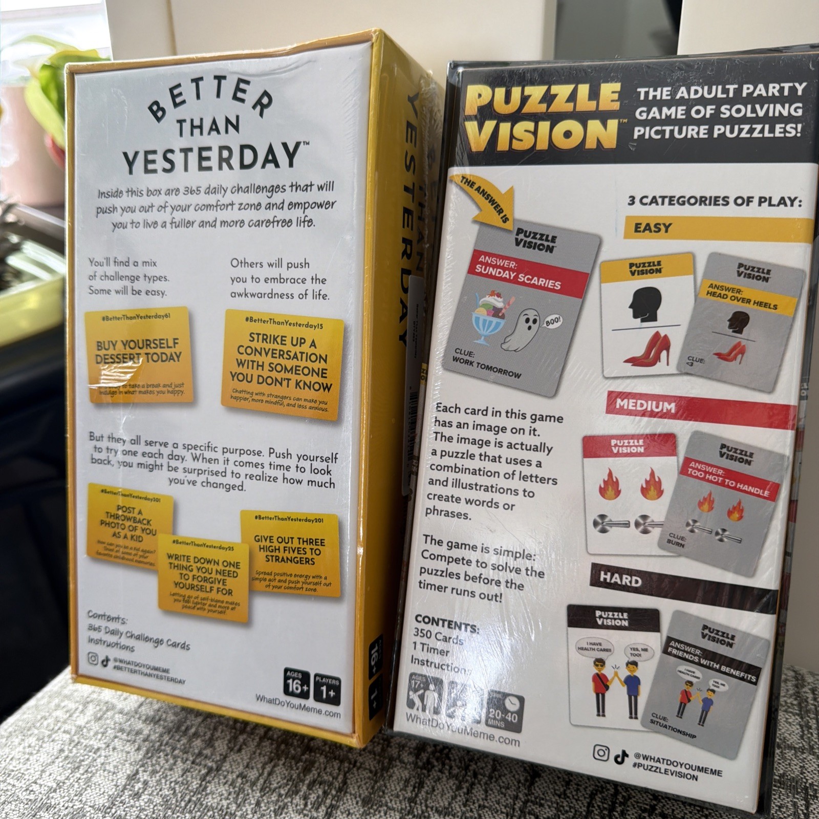 WHAT DO YOU MEME GAMES: Better Than Yesterday Challenge & Puzzle Vision SEALED!