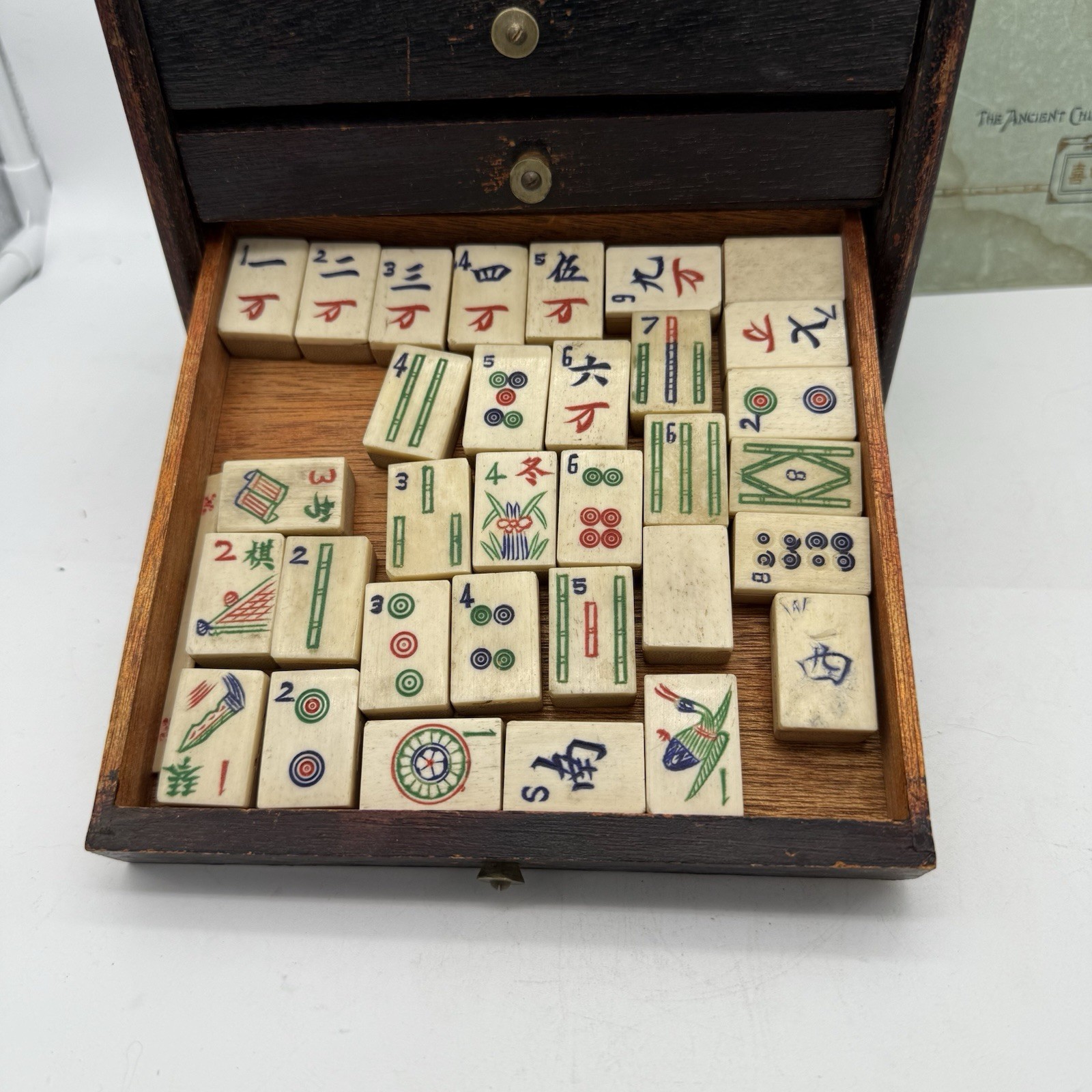 Antique Maajok/Mahjong Set With Original 1923 Book By Y.C. Kim