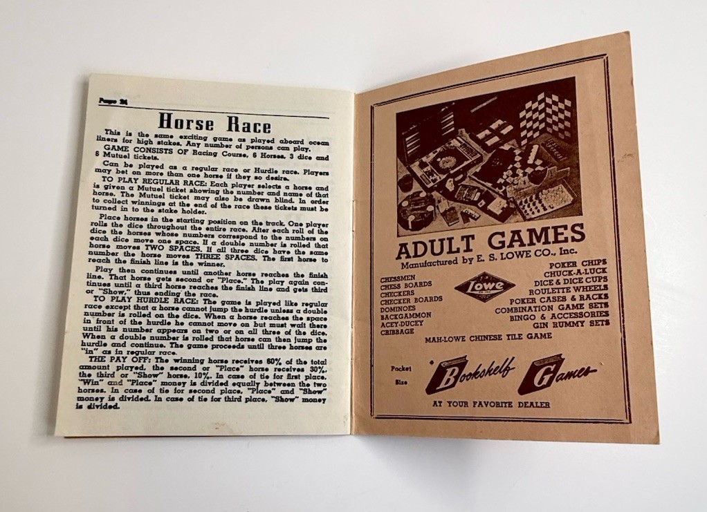 1944 E.S. Lowe Family Fun Board Gambling Casino Games Set Suitcase INCOMPLETE