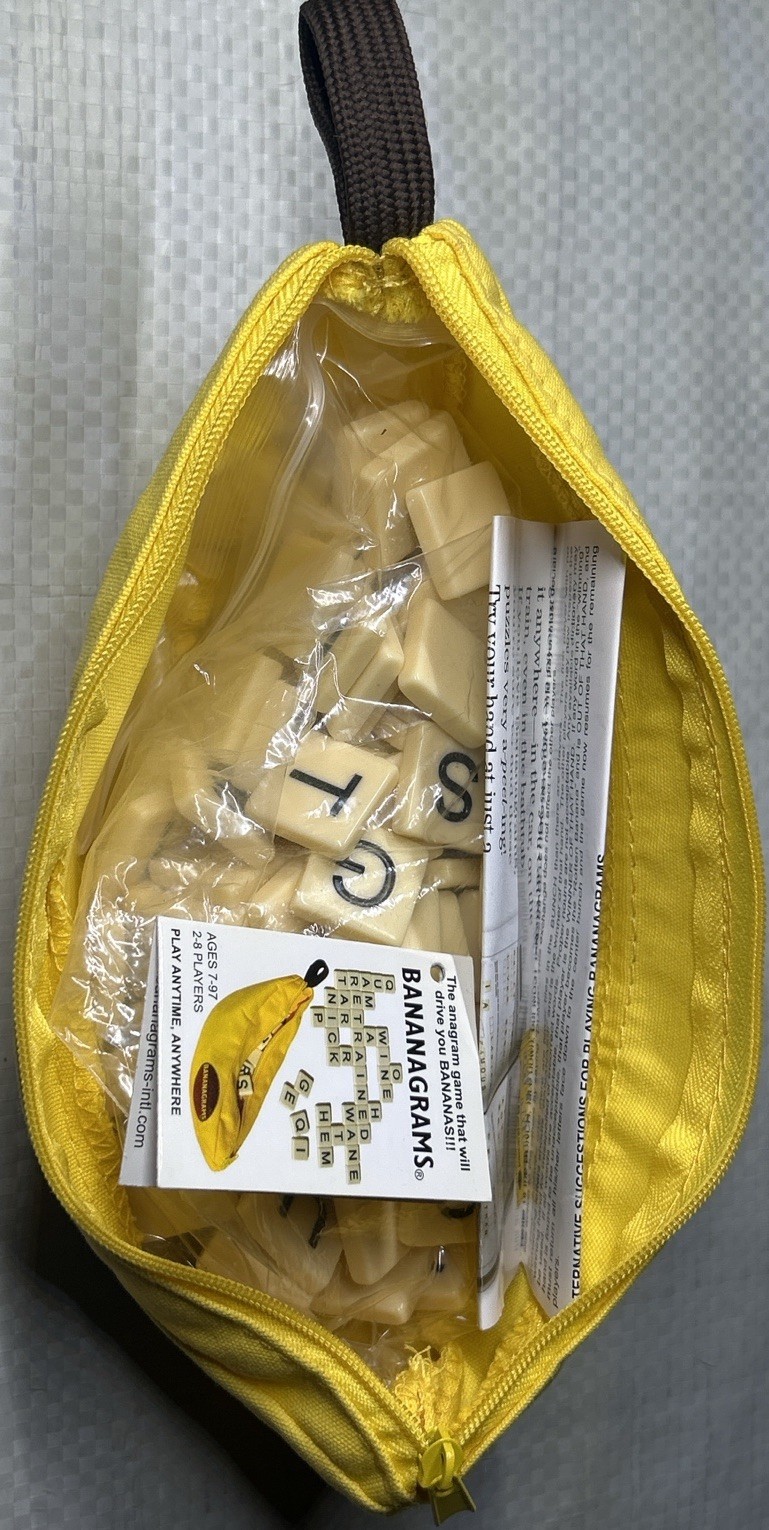 Bananagrams Complete Word Game Yellow Banana Pouch All Tiles Included