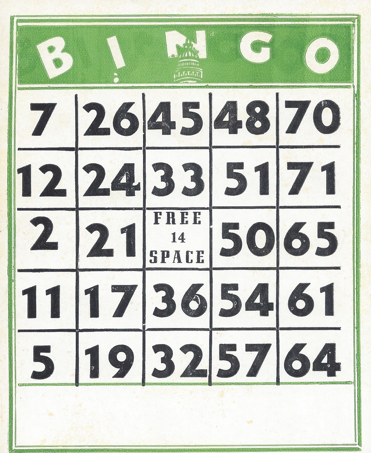 Vintage Pocket Bingo Game, 1940s