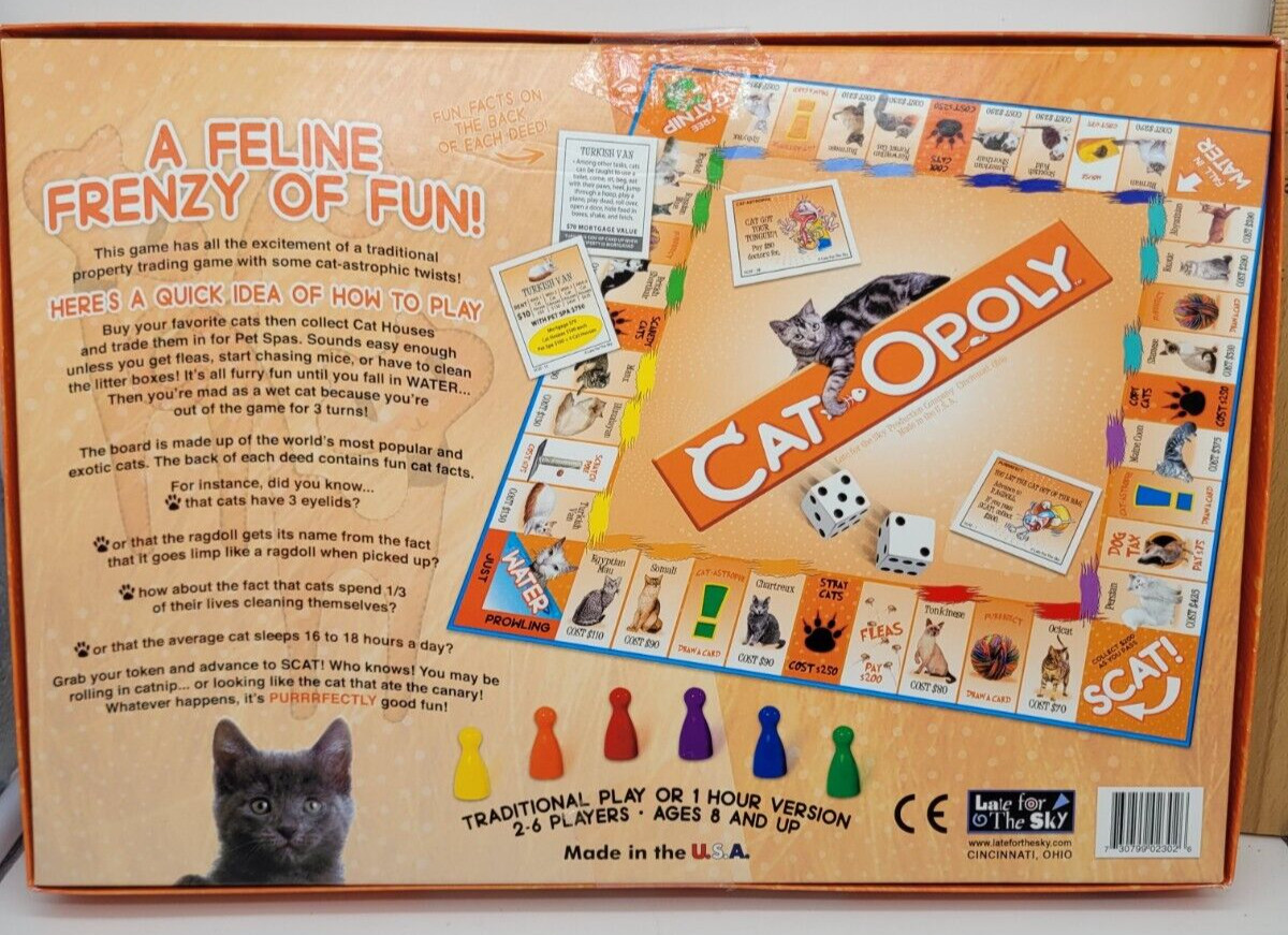 CAT-OPOLY Board Game Monopoly Themed SEALED Family Night Property Trading Cats