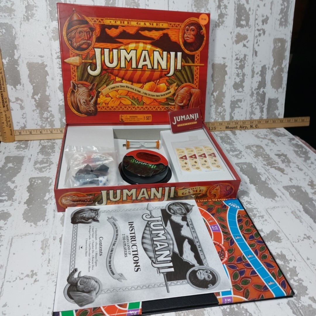 Jumanji Board Game Complete Fantasy Family Game for Ages Cardinal Open Box