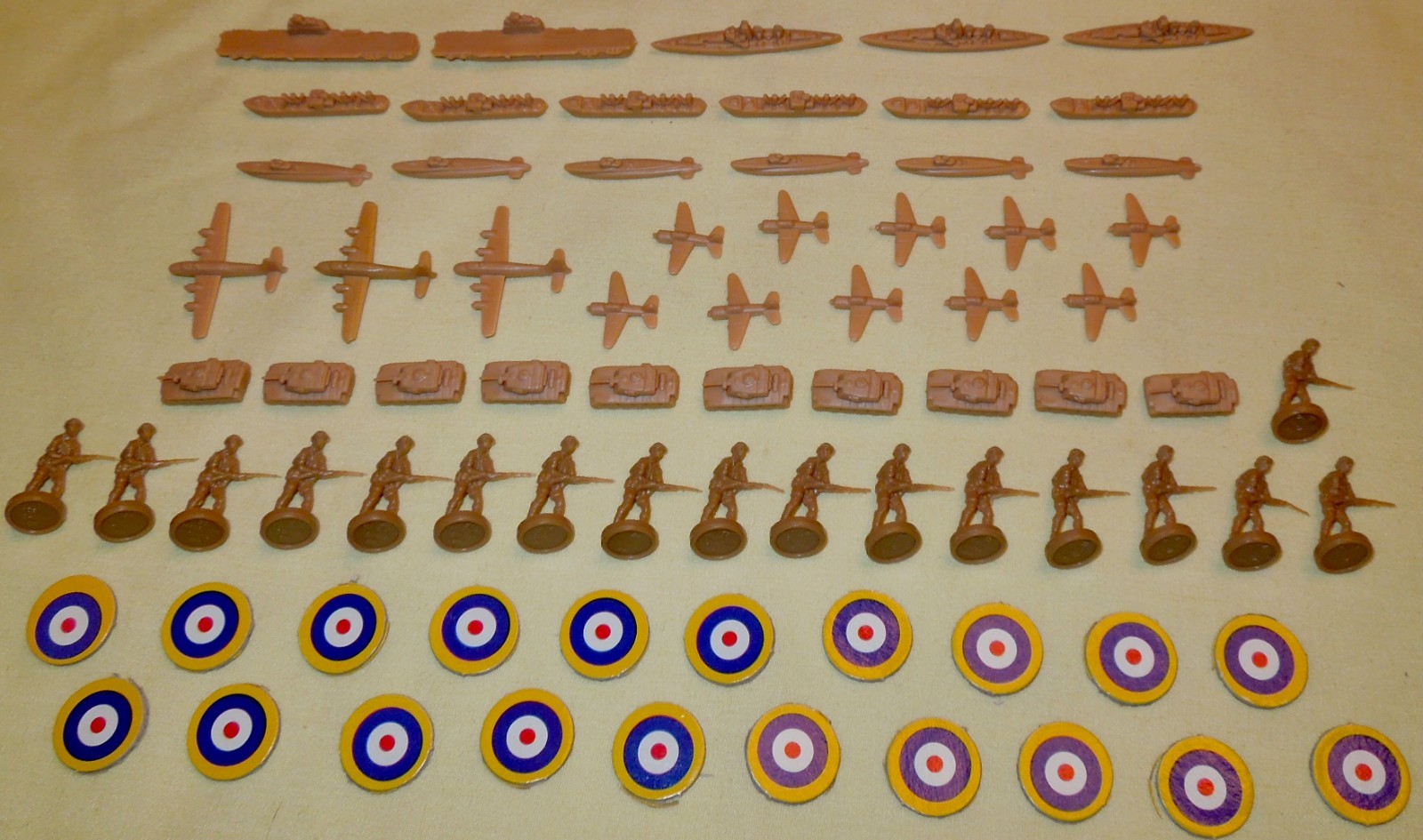 1987 MB Gamemaster Ser Axis & Allies WW2 Wargame Lot: Unit Pieces, Factories, AA