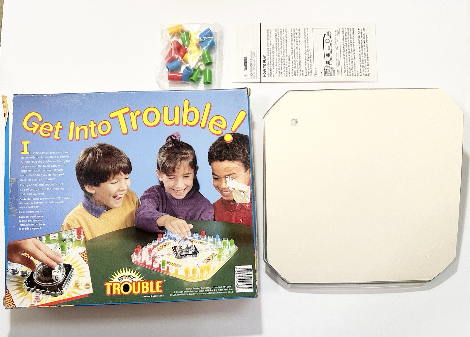 Vintage 1986 Trouble Board Game Pop O Matic Milton Bradley Complete & Works