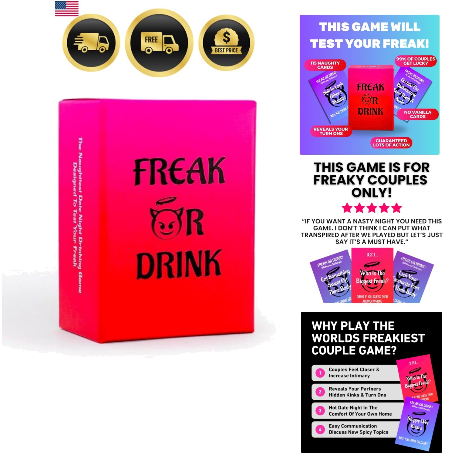 Couple Game Drinking Card Game Love Date Night Freaky Fun 115 Cards