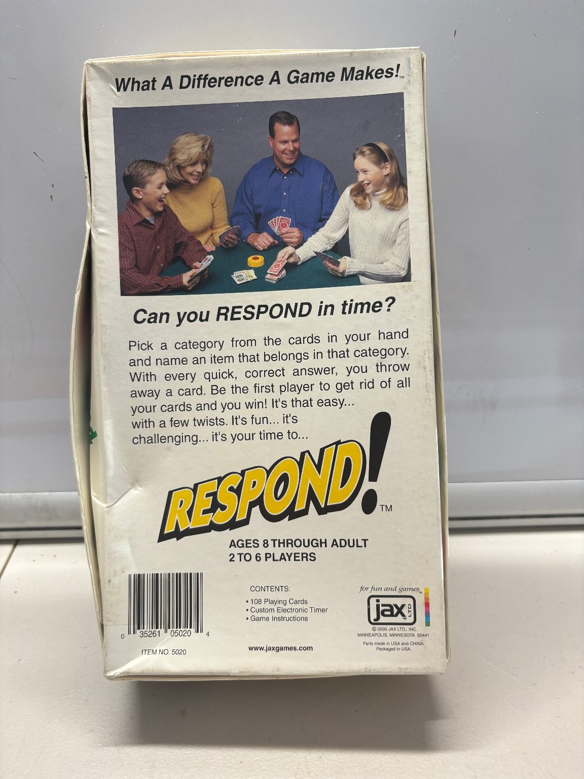 Respond! Jax Ltd Card Game 2-6 Players Ages 8+ Electronic Timer 2000