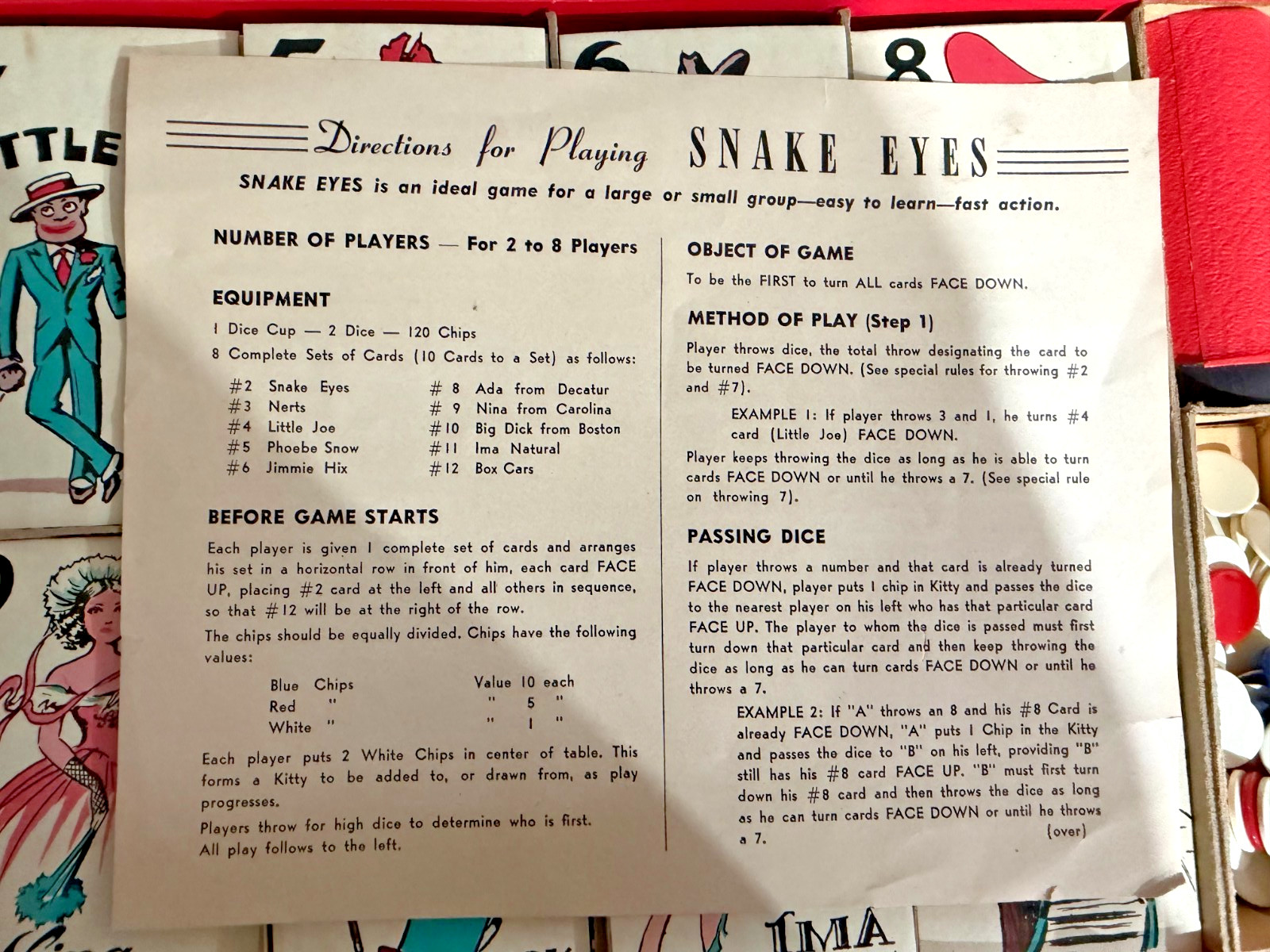 “Snake Eyes” Dice Game (Selchow & Righter) Game No. 27, from the 1941