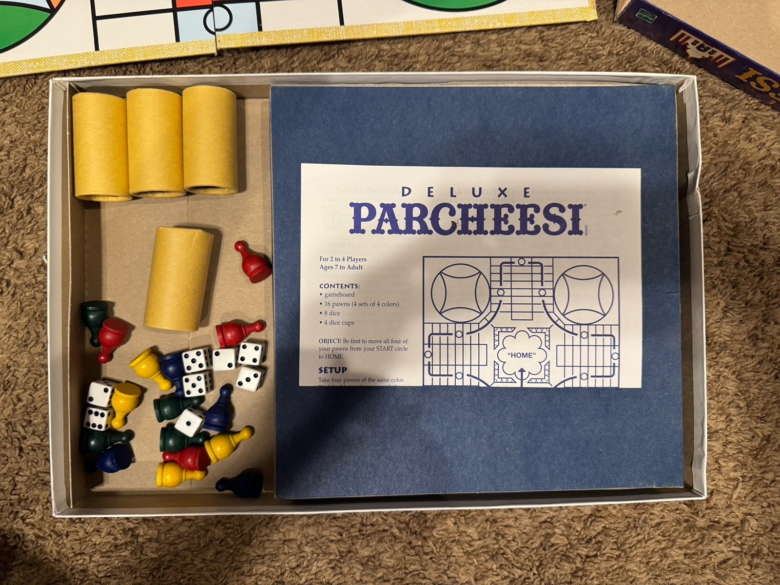 Deluxe Parcheesi Board Game *A Royal Game of India* (1999, Hasbro, Complete)