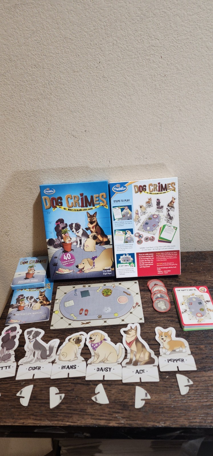 Dog Crimes Board Game, Complete Set, Logic Game, Single Player, Thinkfun Ages 8+