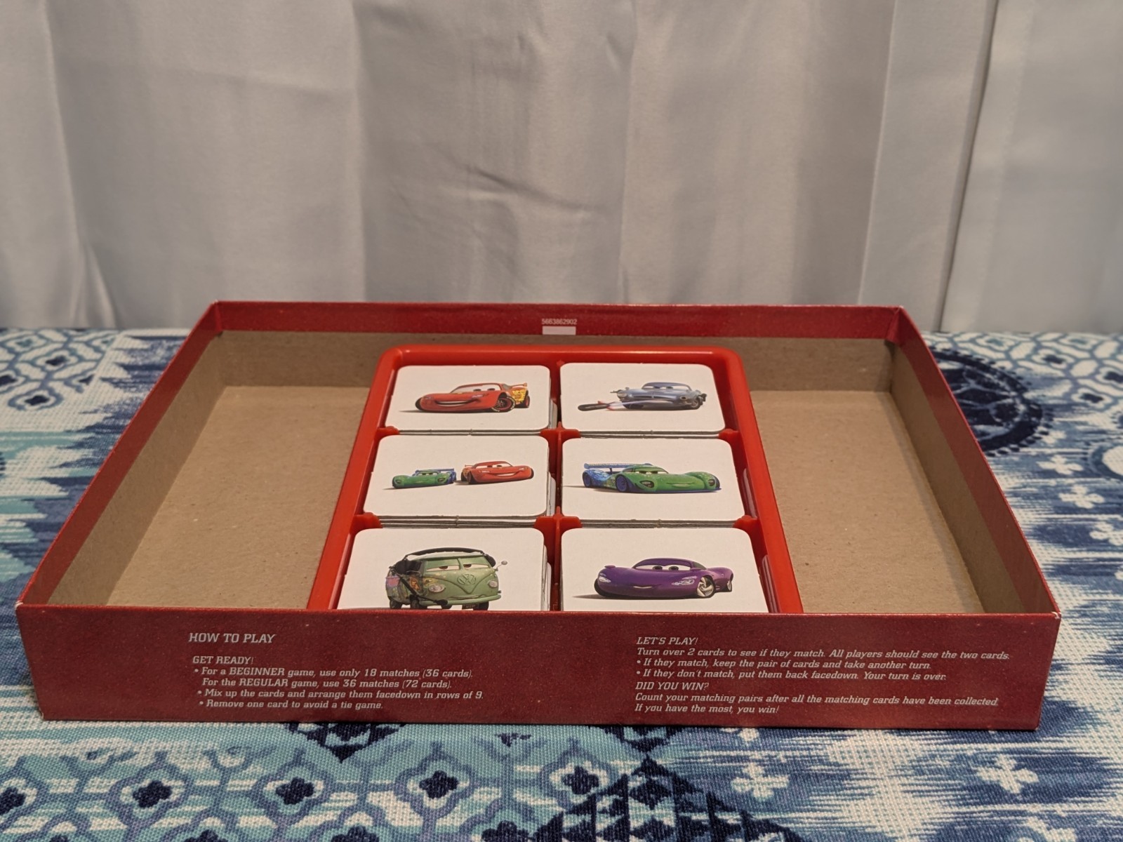 Hasbro Disney Pixar Cars 2 Edition Memory Game Match Missing 1 card 2011