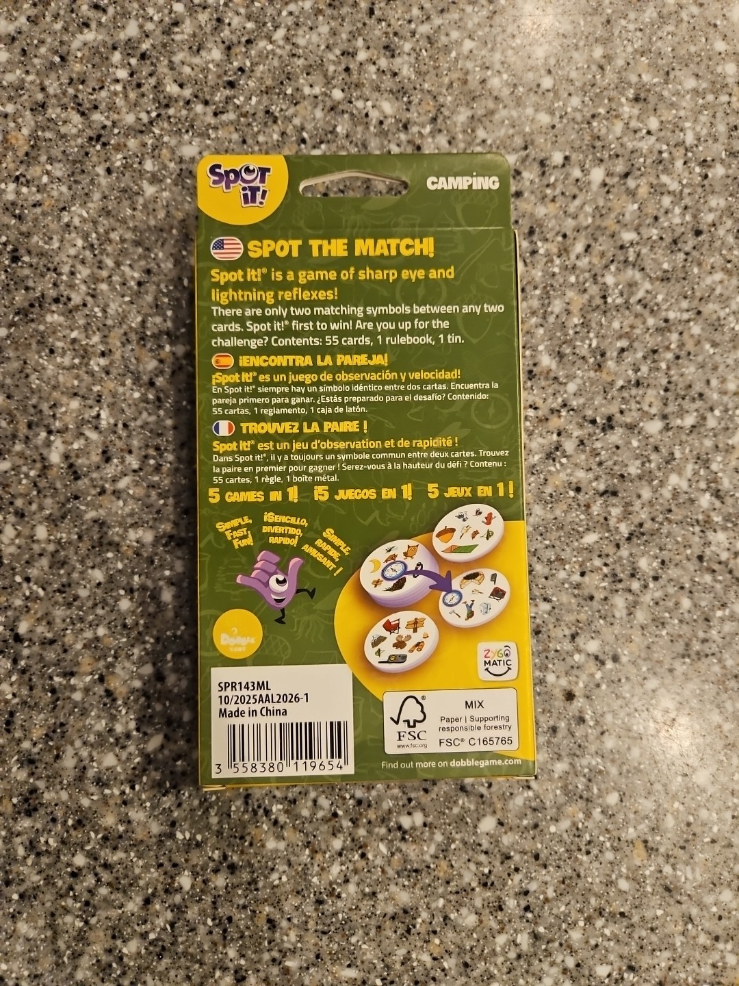 Spot It! Camping Eco-Blister Family Card Game Asmodee Zygomatic Matching Party
