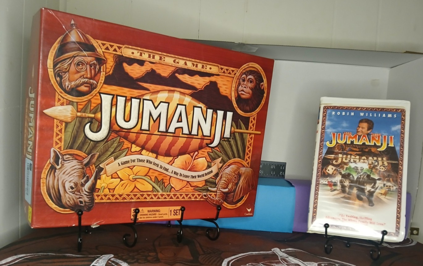 Jumanji Board Game 2017 Jumanji VHS 1995 Bundle Complete Family Adventure Set