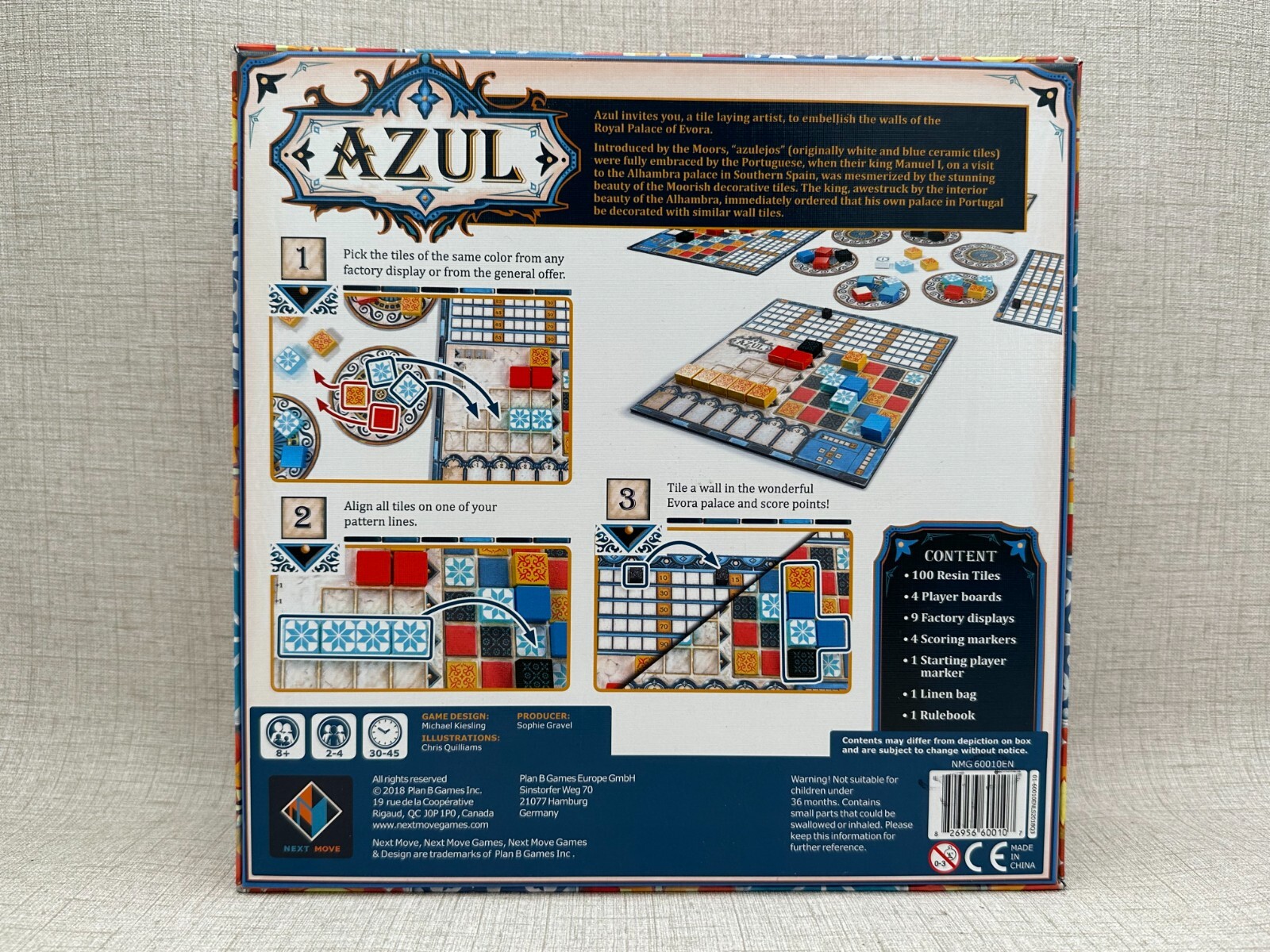 AZUL Tile Board Game by Michael Kiesling Next Move Plan B Games Complete EUC