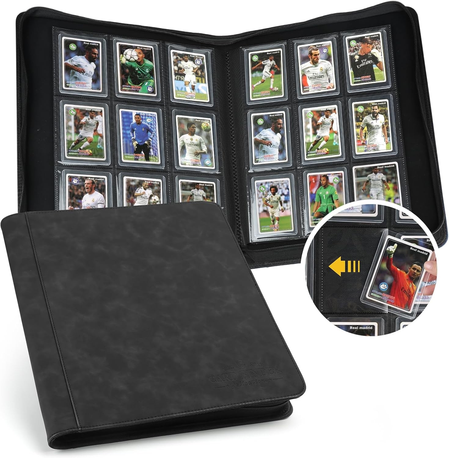 Toploader Binder,Toploader Hard Cases, 9-Pocket Pages Sleeves Hold up black2