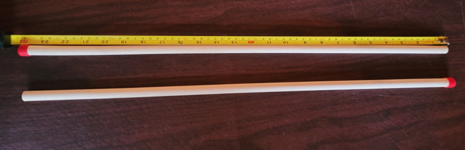 2 VINTAGE CARROM BOARD 24″ WOODEN RED TIP CUE STICKS