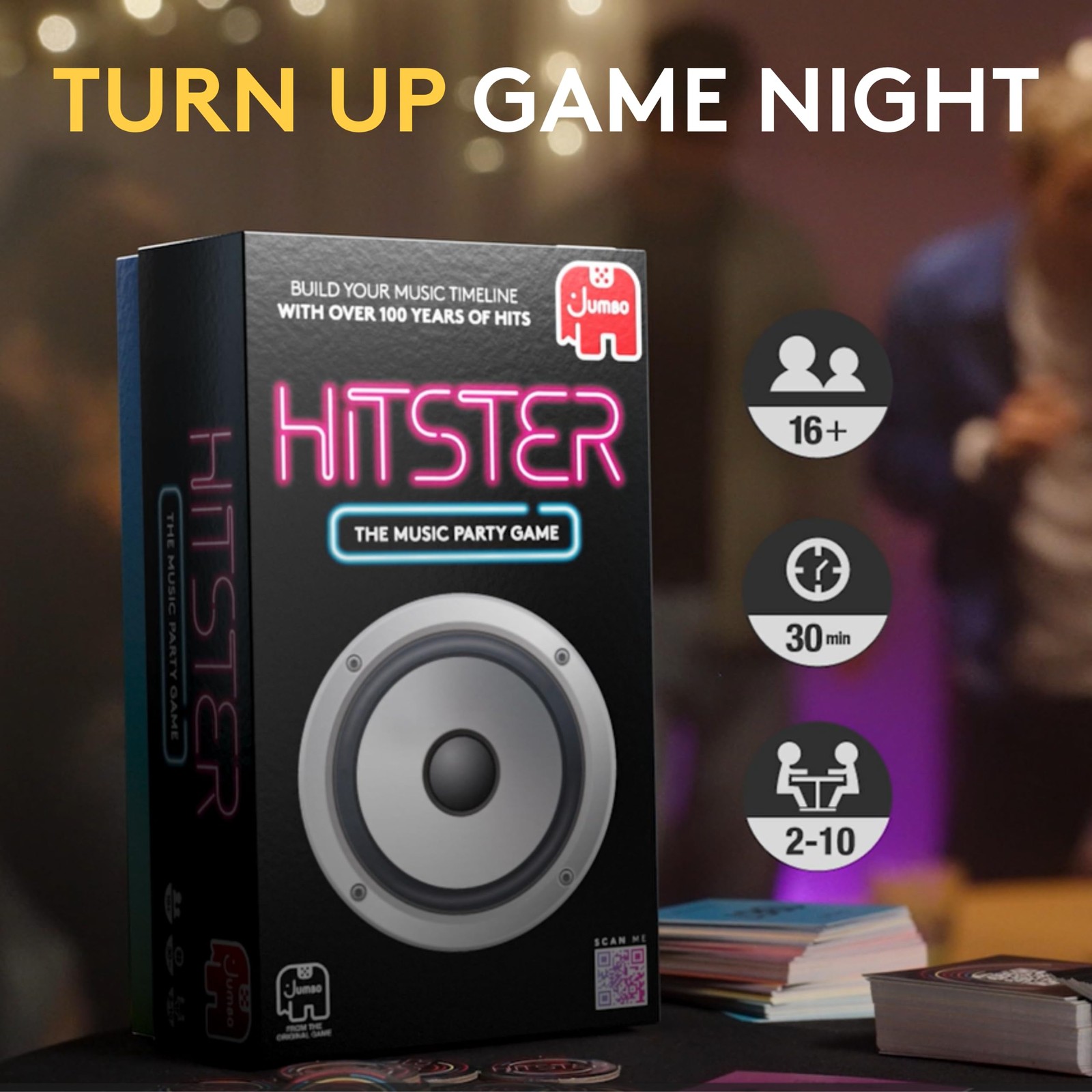Jumbo Hitster – The Music Fun Party Quiz Card Game, 2-10 Players – 300 Plus I…