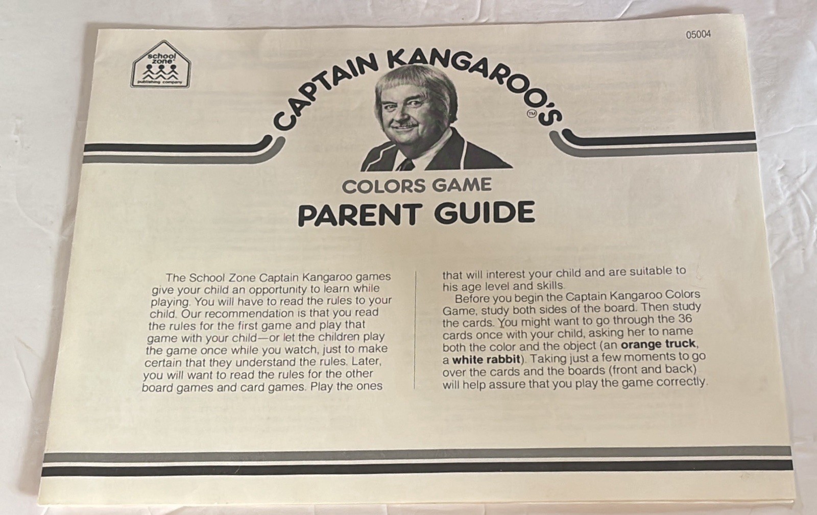 Vintage Captain Kangaroo Preschool 1987 School Zone Complete Colors Game