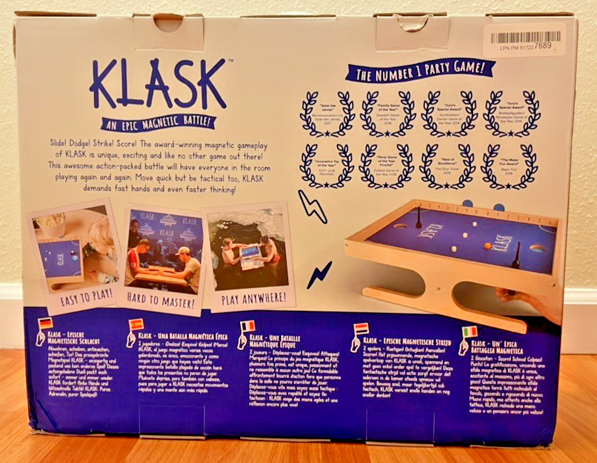 KLASK Magnetic Tabletop Game – Party Game of Skill – Open Box