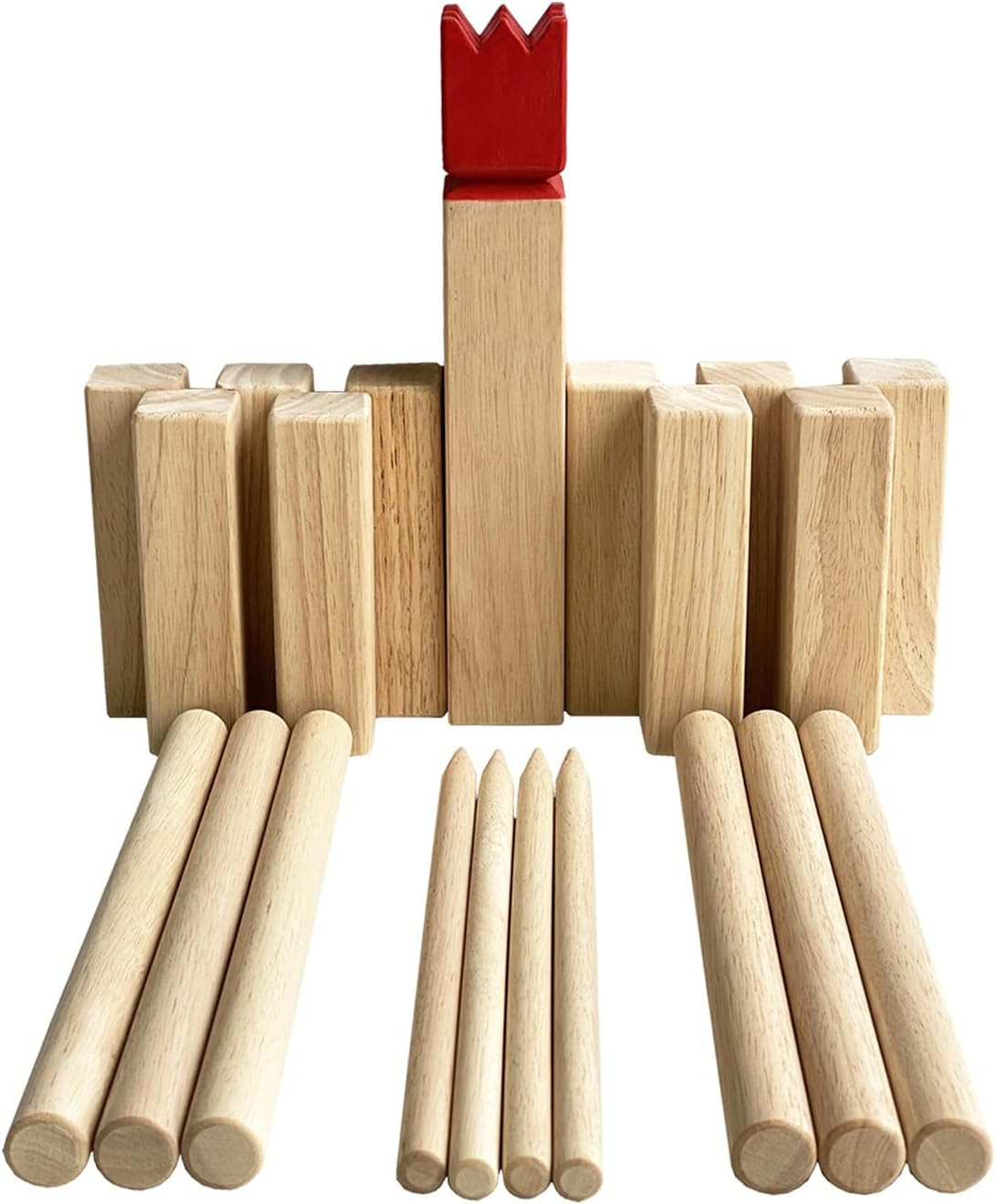Kubb Game Set – Hardwood Viking Games – KUBB Throwing Outdoor Games (Kubb Red, 5