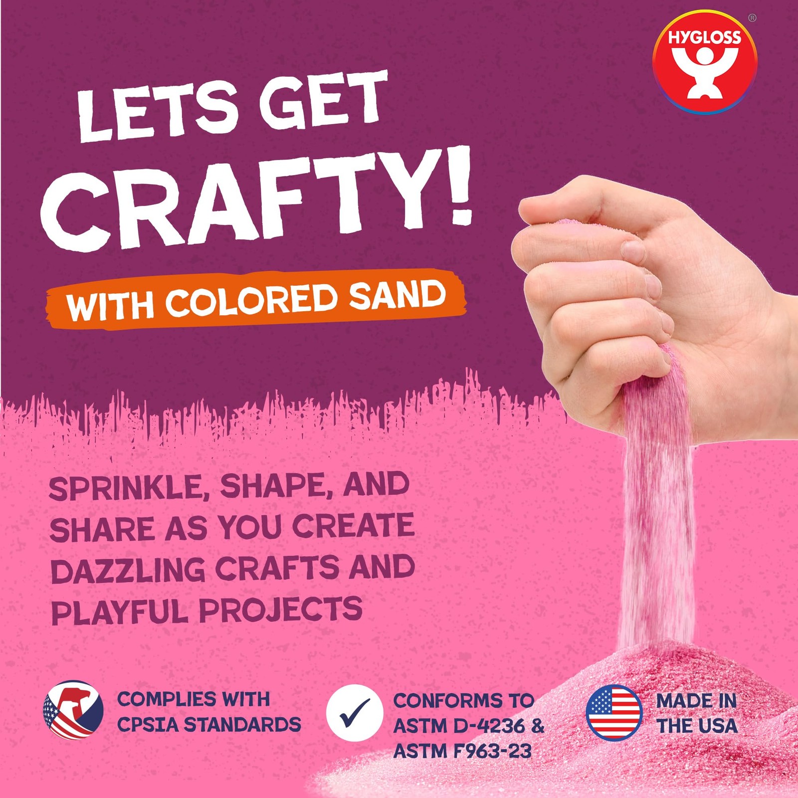 Colored Sand 15 lb Bottle Magenta Craft Art Sensory Play Hygloss 22711 Crafts