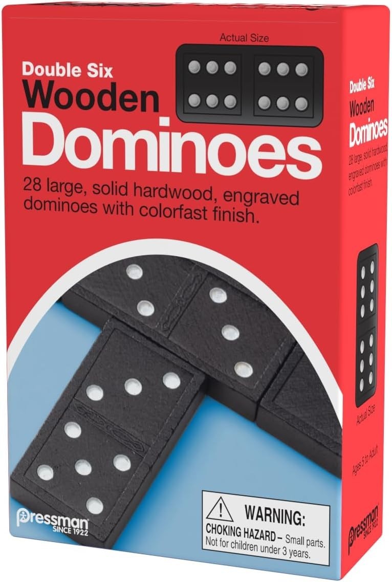 Nostalgic Double Six Wooden Dominoes – 28 Durable Dominoes for All Ages