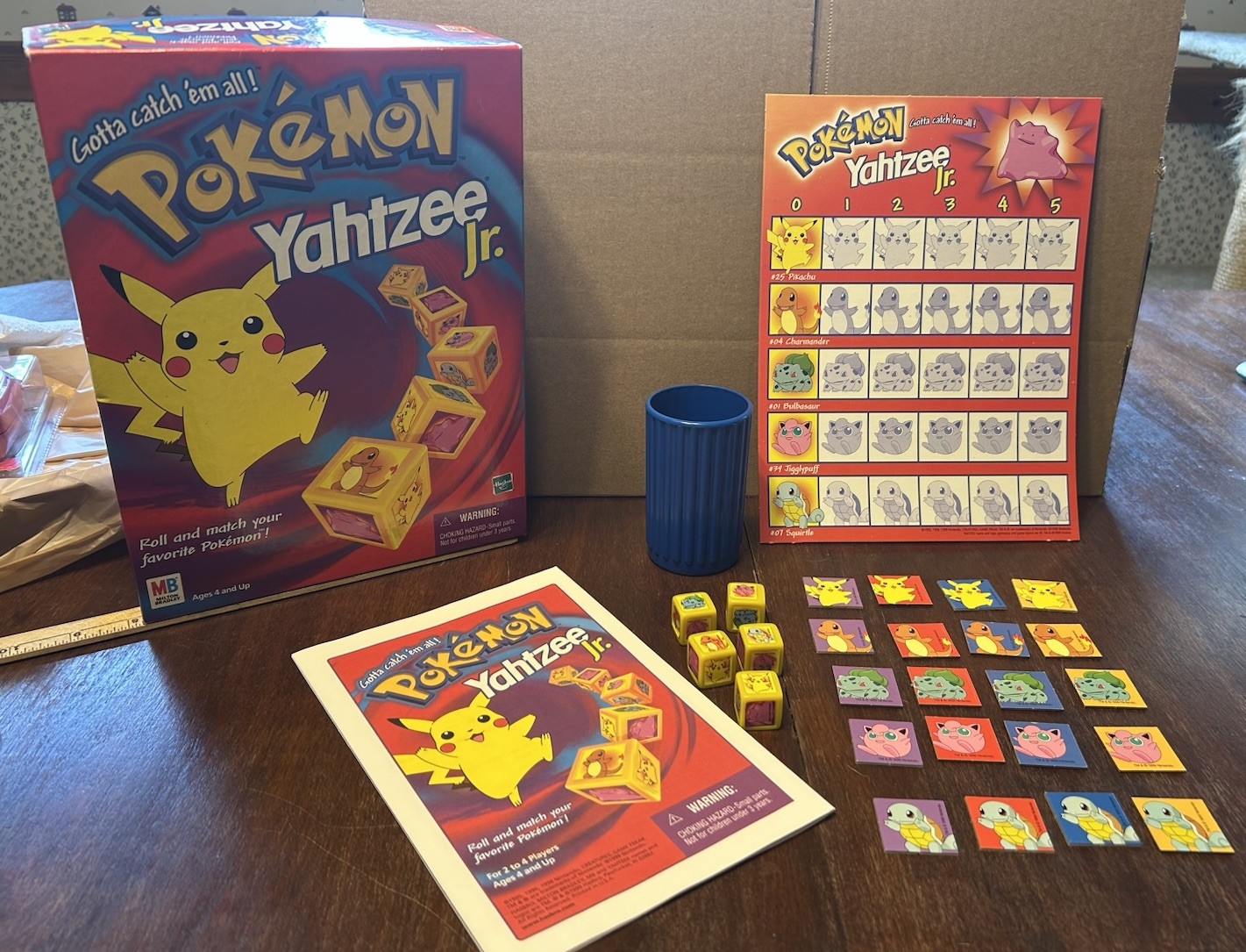 Pokemon Yahtzee Jr. – Milton Bradley Hasbro – COMPLETE Game – Vtg 1999 Nintendo