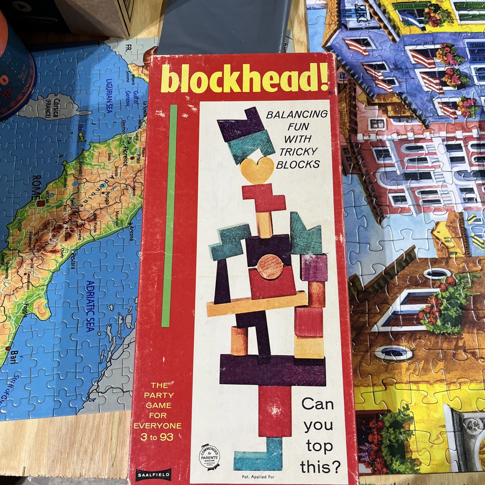 Saalfield Prestige Toys 1954 Vintage Blockhead Party Game All Ages