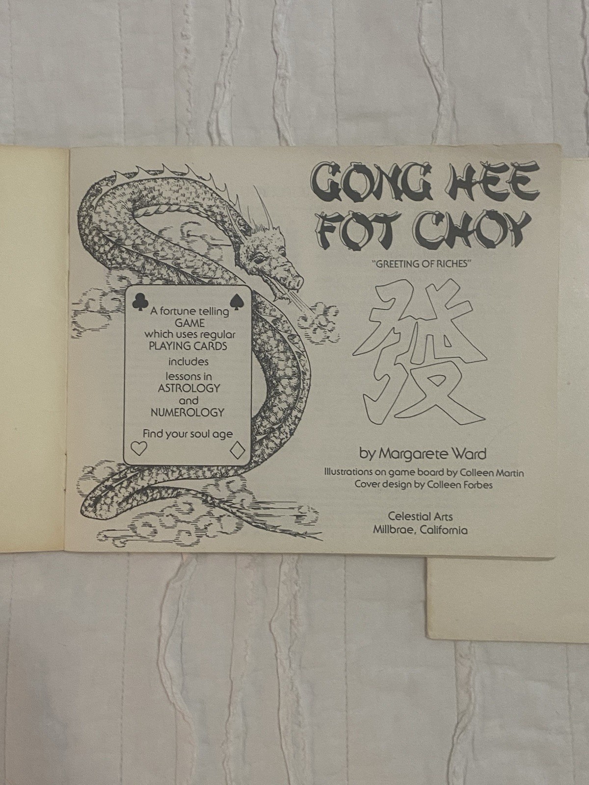 Celestial Arts Gong Hee Fot Choy Fortune Telling Game w/ Board, 1981, 17+
