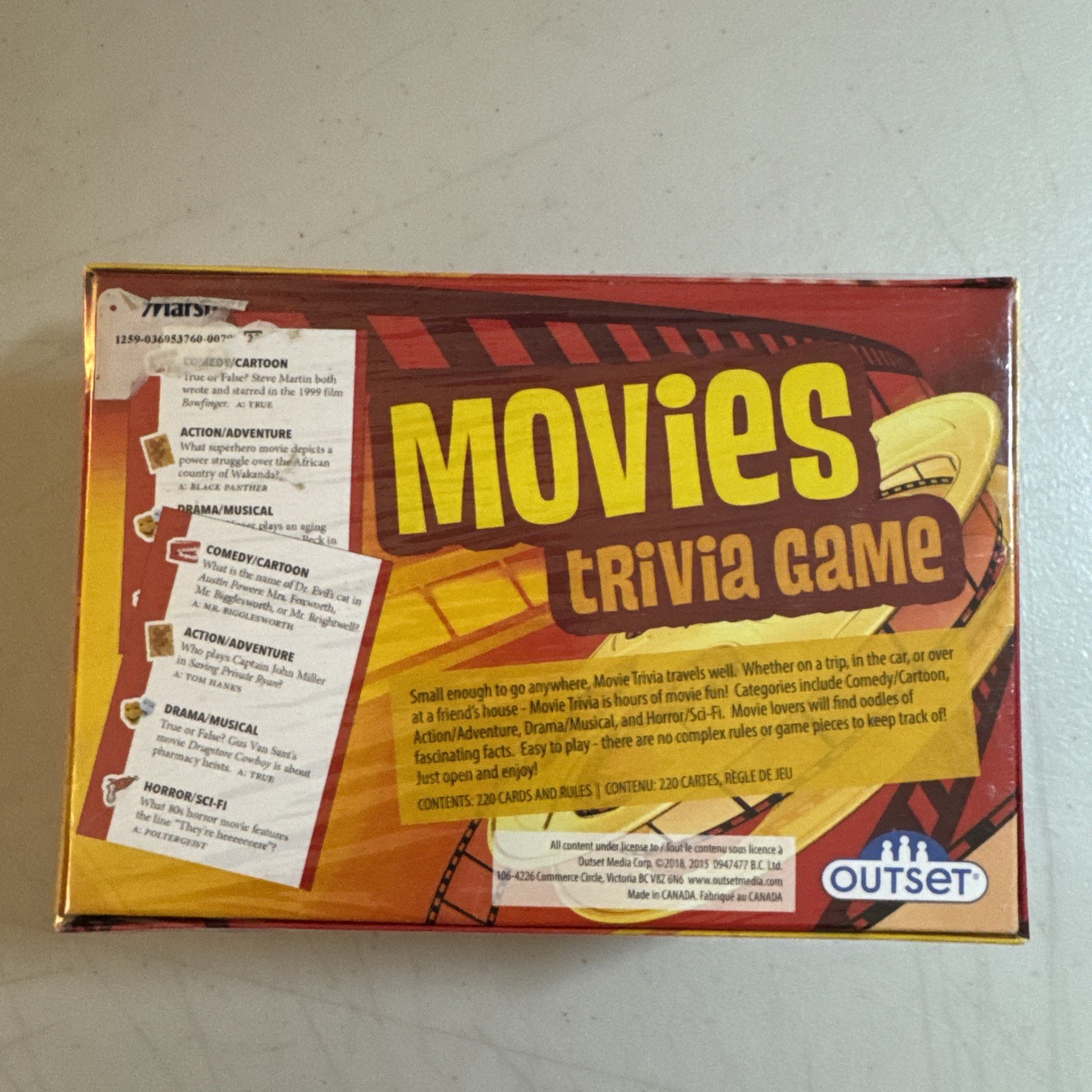 Outset Movies Trivia Game Brand New Sealed