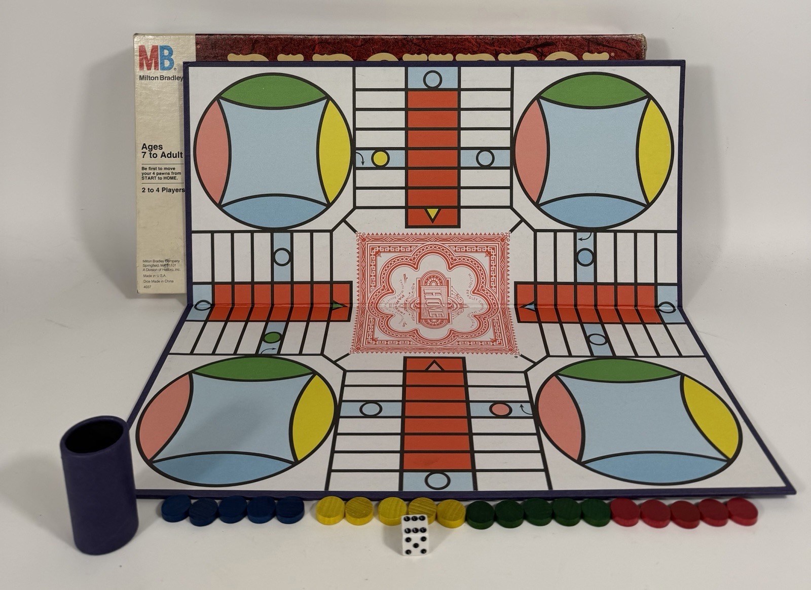 Vintage Milton Bradley Parcheesi Board Game 2-4 Players COMPLETE