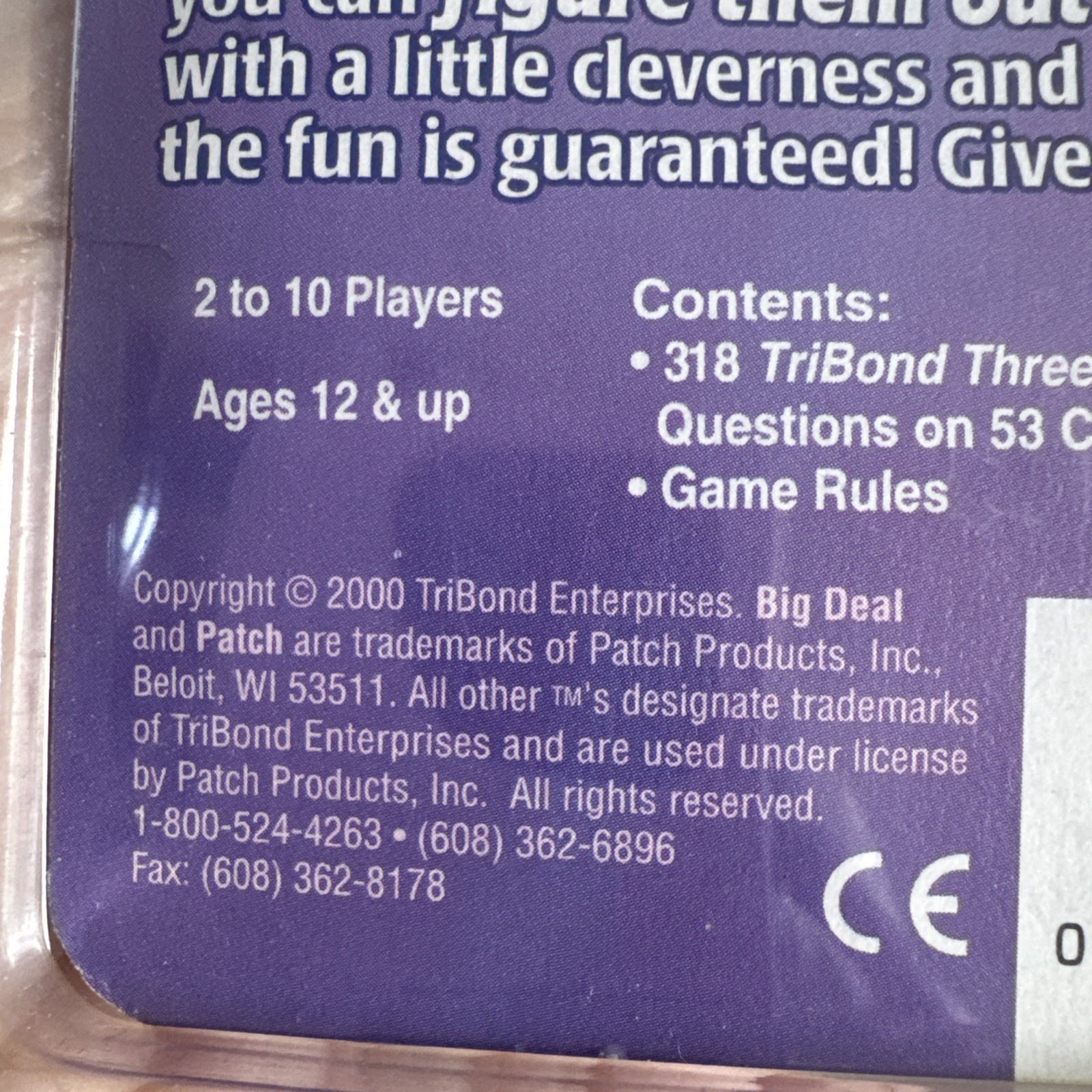 TRIBOND Card Game Patch Products New Find The Bond By Thinking In Threes Age 12+