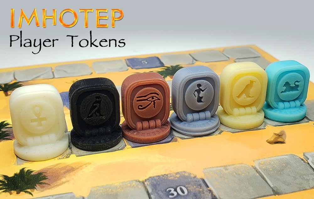 Imhotep: Builder of Egypt Player Tokens 6pcs | Multi-colored 3d Printed Pieces