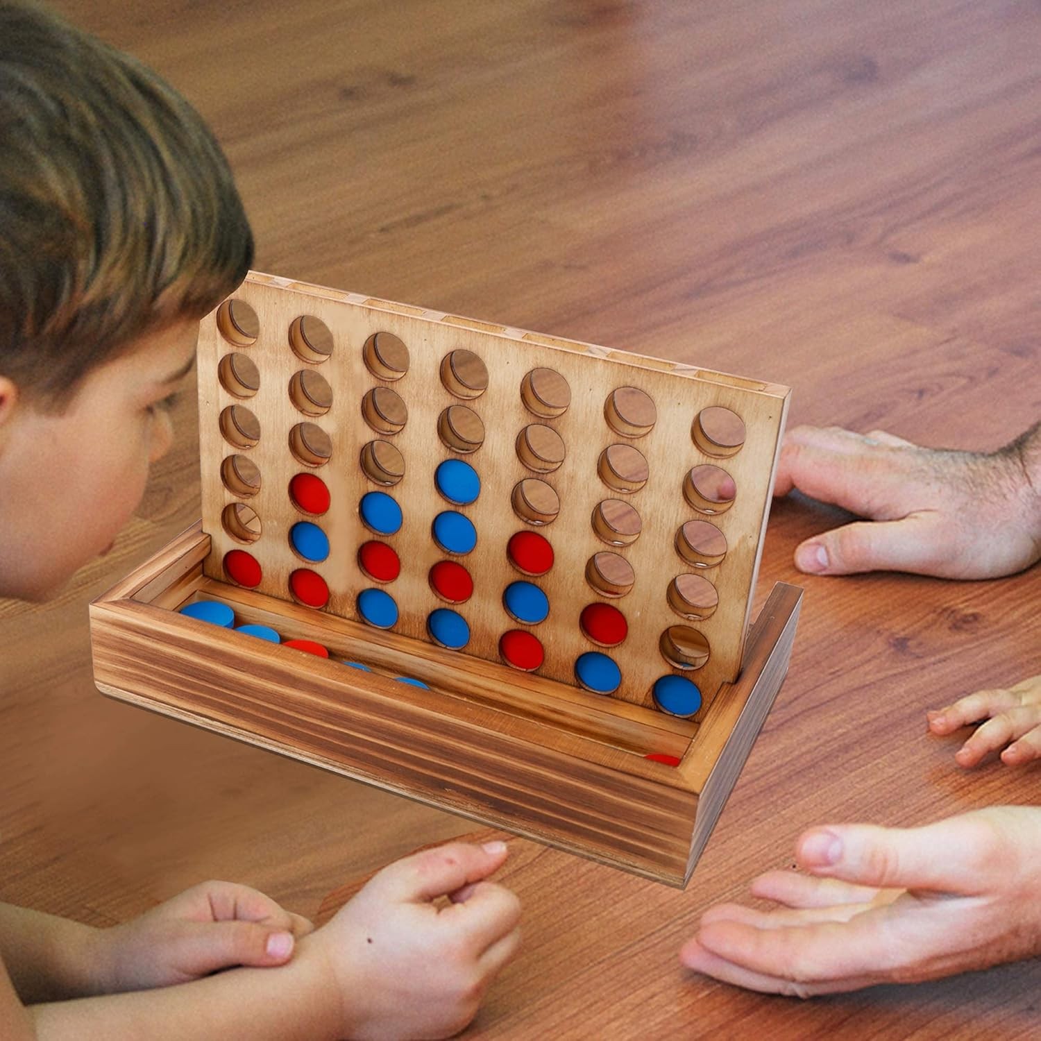 Tic Tac Toe & 4 in a Row Wooden Board Game Set – Family Strategy Games