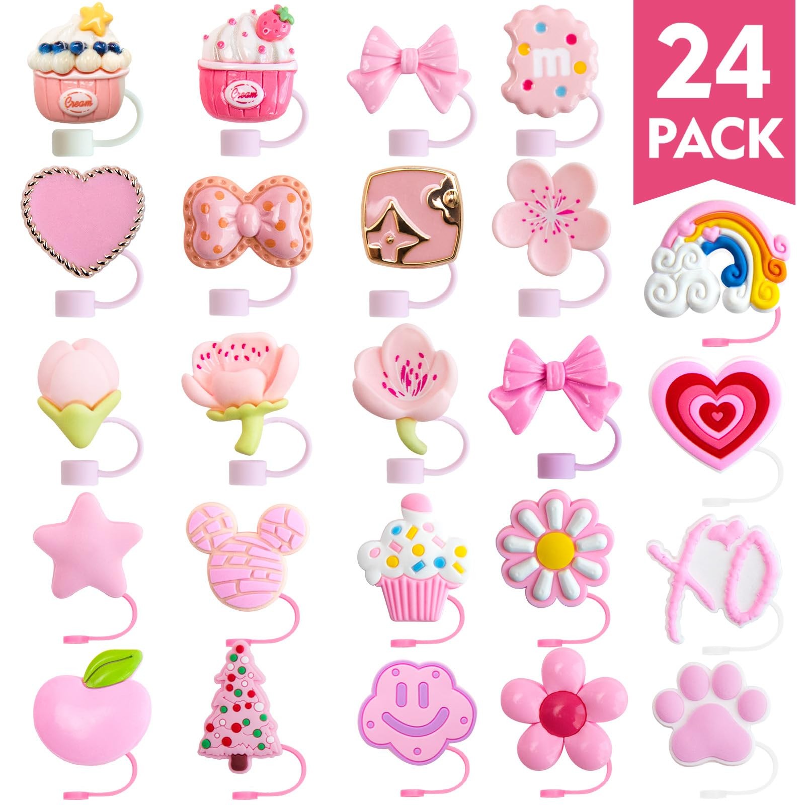 Advent Calendar 2025-24 Days of 10mm Straw Toppers for 30Oz & 40Oz Pink