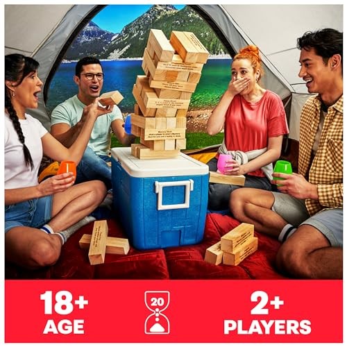Spin Master Games Happy Hour Tower Giant Jumbling Wooden Blocks 6069713 – Wood