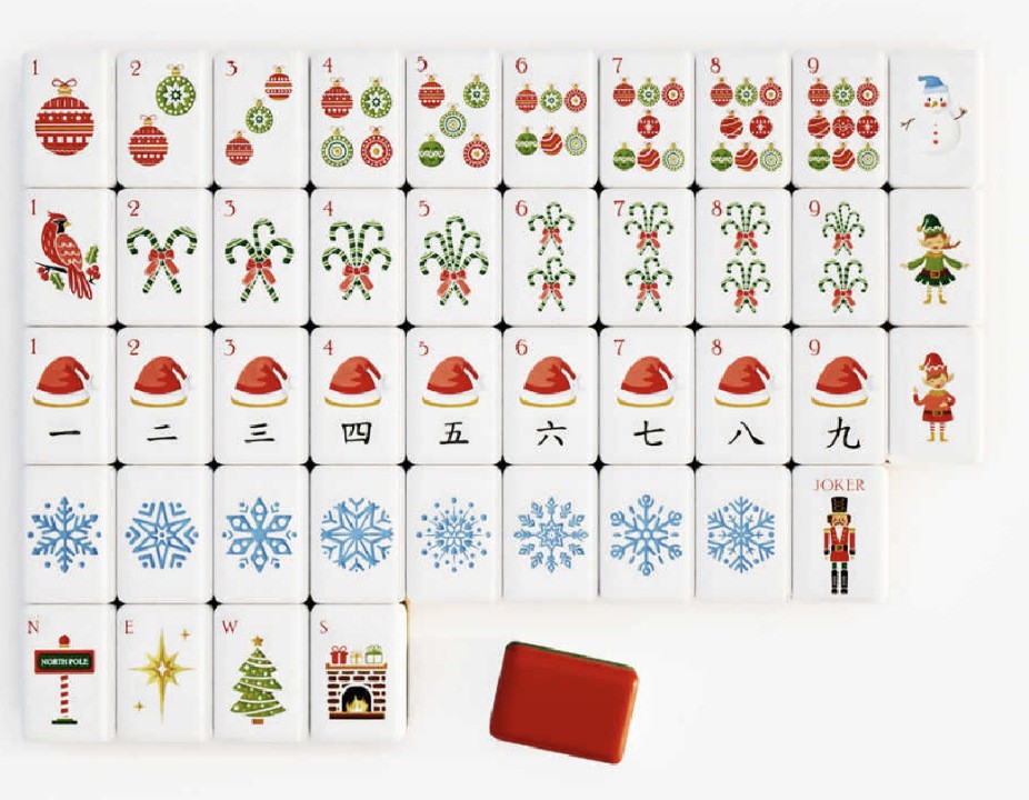Christmas🎄Deer Pattern 4 Layers Acrylic American Mahjong Set Game Mahjong Tiles