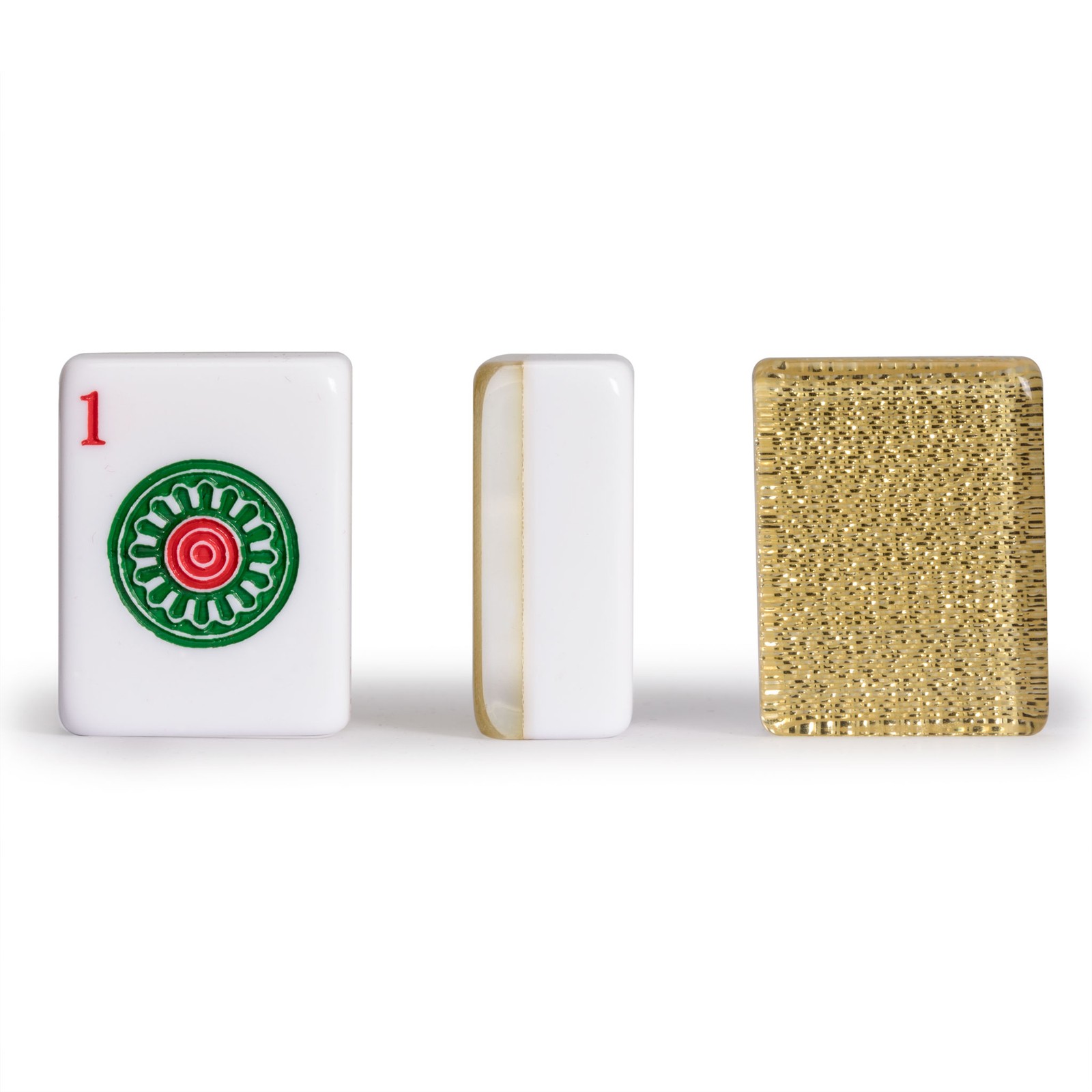 American Mahjong Set, “Golden Fortune” with Inlaid Wooden Case, Racks, Pushers