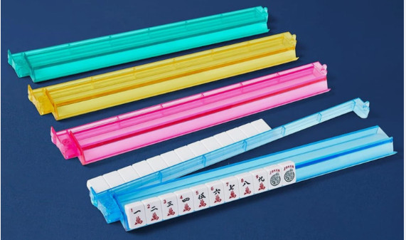 Acrylic Mahjong Racks with Pushers American 4 Colors Pink Green Yellow Blue New